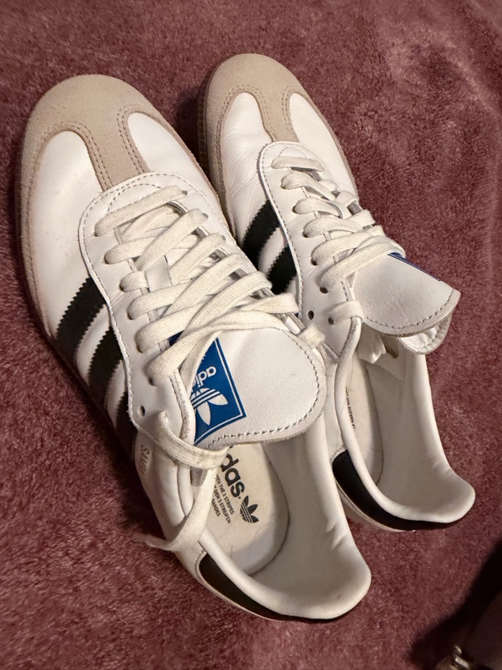 adidas Originals White Black Blue Gazelle-Style Sneakers